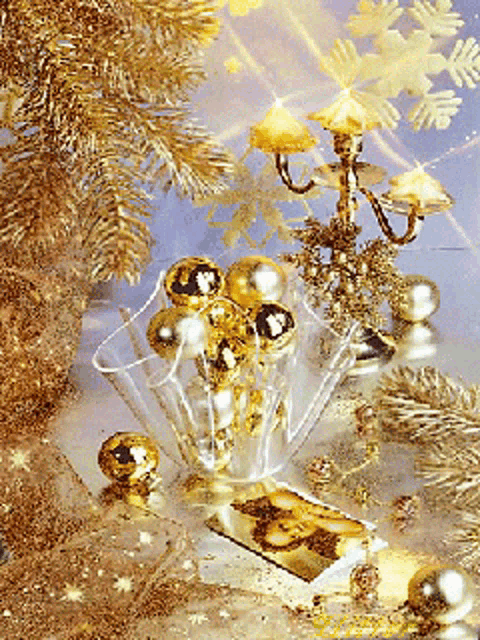 a picture of christmas decorations with a candle holder