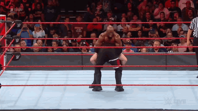 a wrestler in a wrestling ring with a crowd watching
