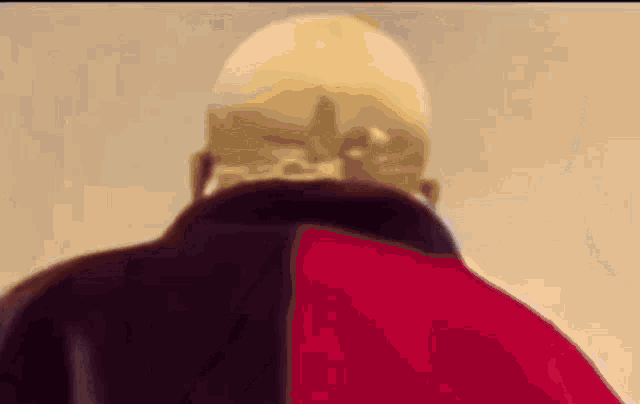 the back of a man 's head is shown in a blurry photo