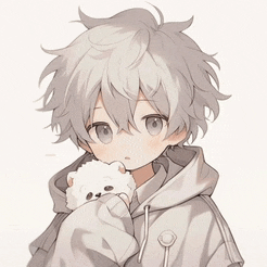 a boy with white hair is holding a teddy bear in his arms .