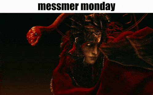 a poster that says messmer monday with a dragon on it