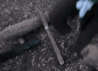 a person is carving a piece of wood with a knife