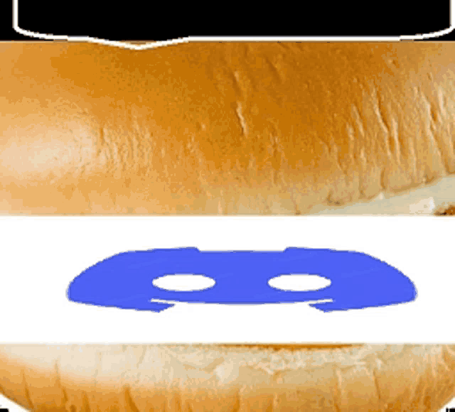 a bun with a blue ninja turtle mask on it