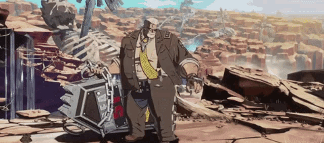 a man in a suit and tie is holding a large hammer in a video game .
