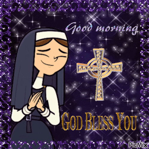 a picture of a nun with the words god bless you on it
