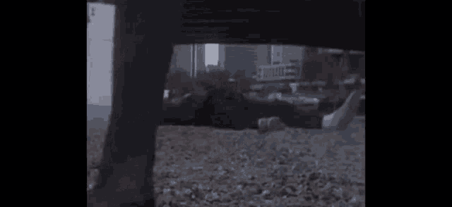 a person is standing under a bench on a beach .