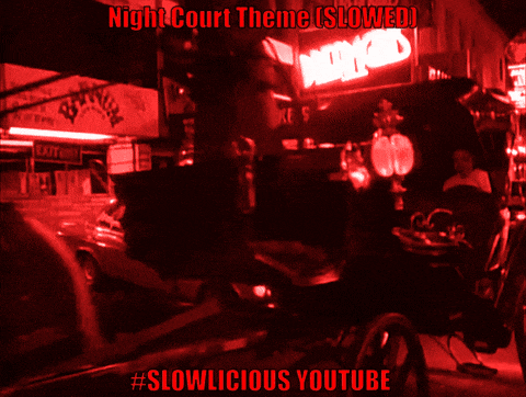a red background with the words night court theme is slowed