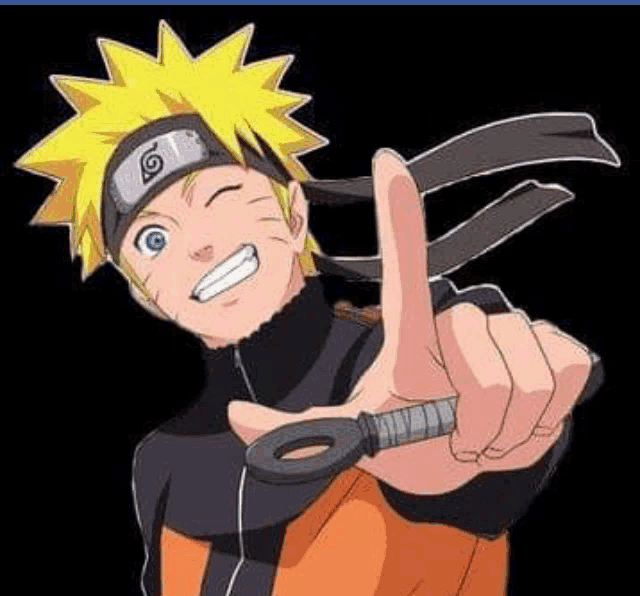 a cartoon character is holding a sword in his hand and pointing at the camera .
