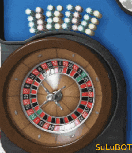 a close up of a roulette wheel with the word sulubot on the bottom