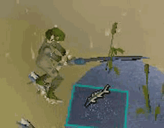 a man is holding a gun in a video game