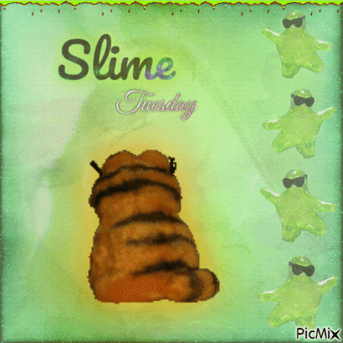 a picture of garfield says slime tuesday on it