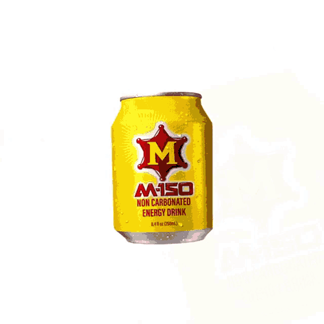 a can of m-iso non carbonated energy drink on a white background