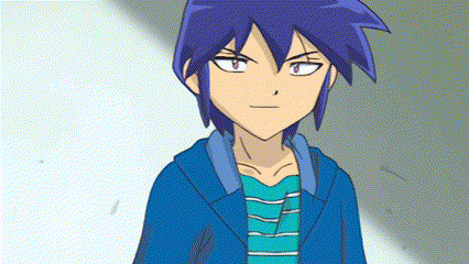 a boy with blue hair is wearing a blue jacket