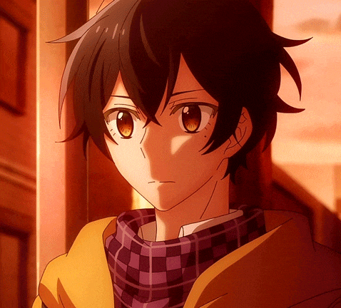 a close up of a cartoon character wearing a scarf
