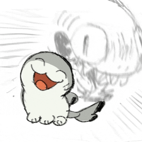 a black and white drawing of a penguin with its mouth open