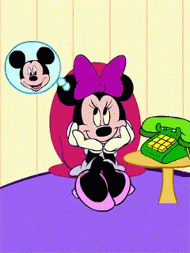 Minnie Mouse Waiting4his Call GIF - Minnie Mouse Waiting4his Call Thinking Of Him GIFs