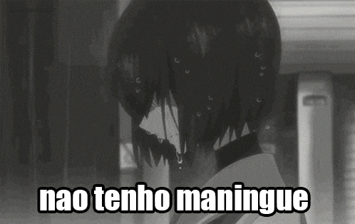 a black and white image of a girl crying with the words nao tenho maningue below her