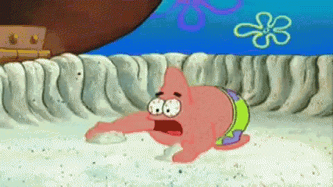 patrick star from spongebob squarepants is crawling on the ground
