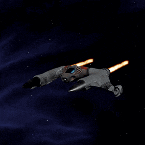 a computer generated image of a space ship flying through the night sky