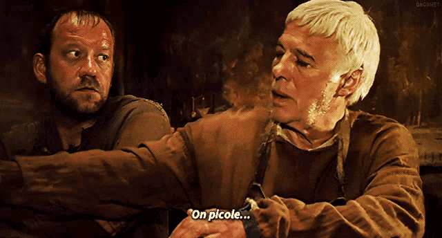 two men are talking and one of them says on picole