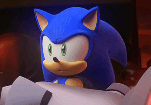 a close up of sonic the hedgehog 's face