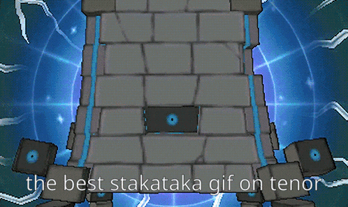 a cartoon drawing of a tower with the words " the best stakataka gif on tenor "