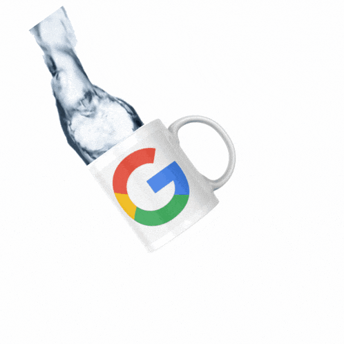 a google mug is being poured with water
