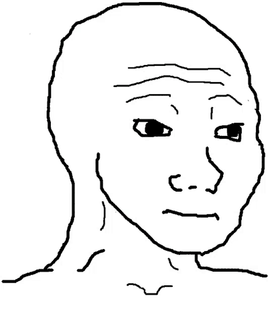 a black and white drawing of a bald man 's face
