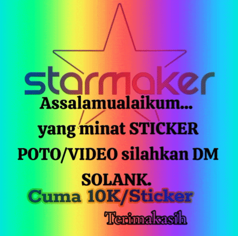 a colorful sign that says starmaker assalamualaikum yang minat sticker