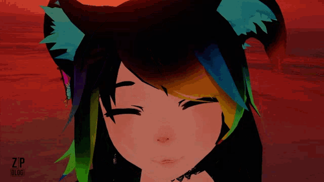 a close up of a girl with rainbow hair and the words zip blog on the bottom right