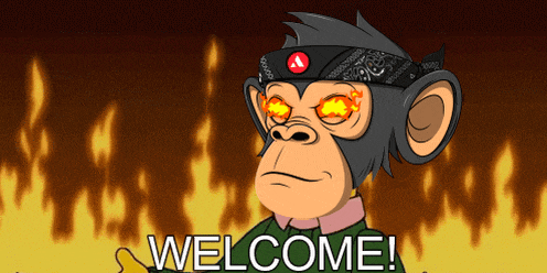 a cartoon of a monkey wearing a bandana that says welcome on it