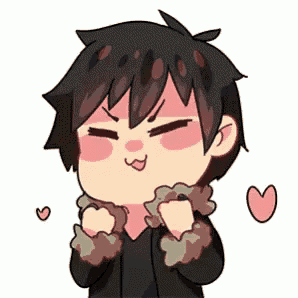 a cartoon of a boy with hearts around him and a heart in the background .