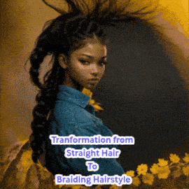 a painting of a woman with braided hair and the words transformation from straight hair to braiding hairstyle