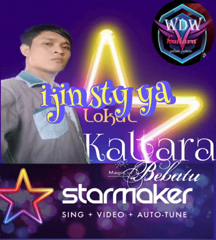 a man stands in front of a star shaped sign that says starmaker