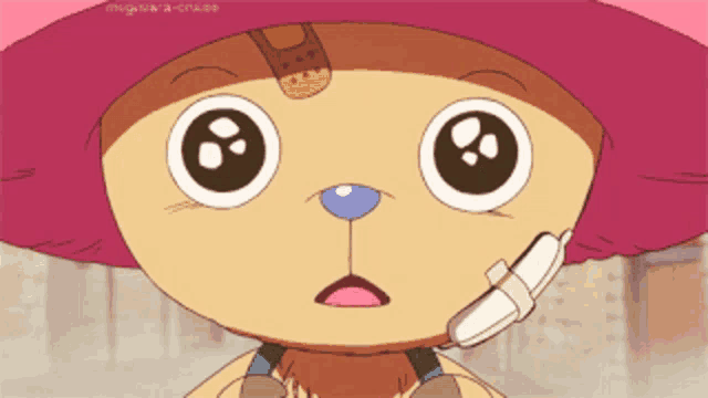 a close up of a cartoon character with a bandage on its head