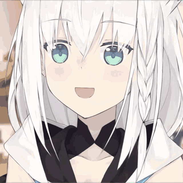a white haired anime character with green eyes