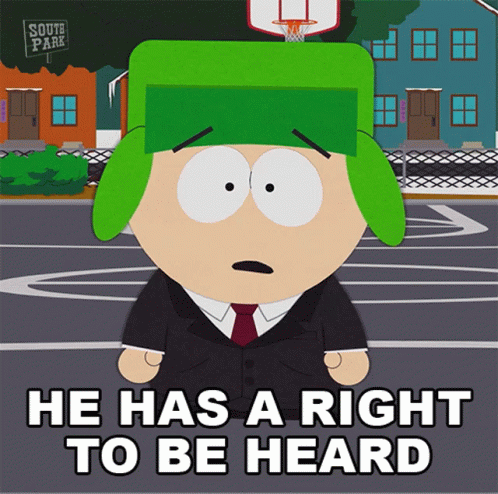 He Has A Right To Be Heard Kyle Broflovski GIF - He Has A Right To Be Heard Kyle Broflovski South Park GIFs