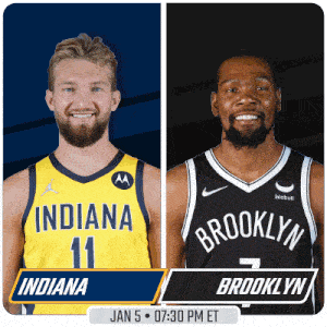 two basketball players from indiana and brooklyn are on a poster