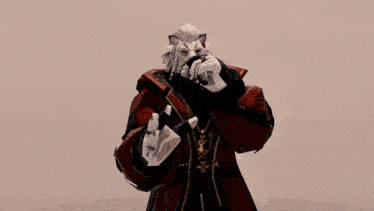 a video game character is singing into a microphone with his arms outstretched