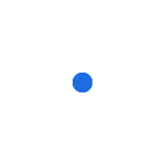 a blue icon with three blue circles on it on a white background .