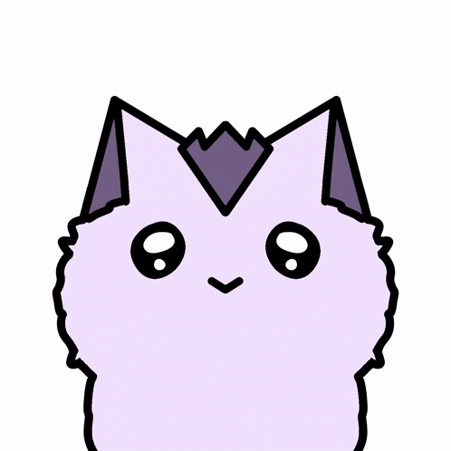 a purple cat with a heart in its mouth