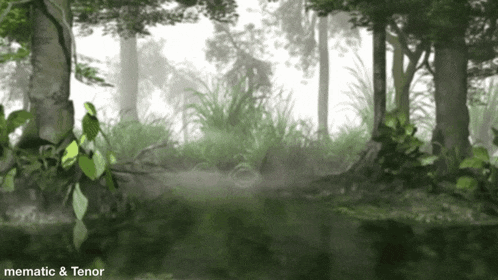 a painting of a forest with the caption " mematic & tenor " on the bottom