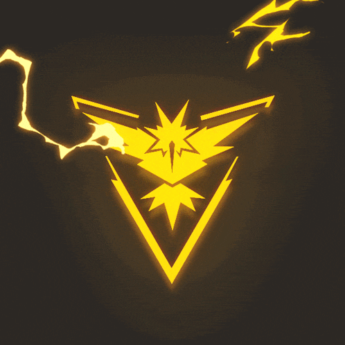a lightning bolt strikes a yellow triangle with a bird on it