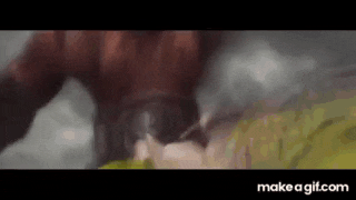 a close up of a person standing in a field with a monster coming out of the ground .