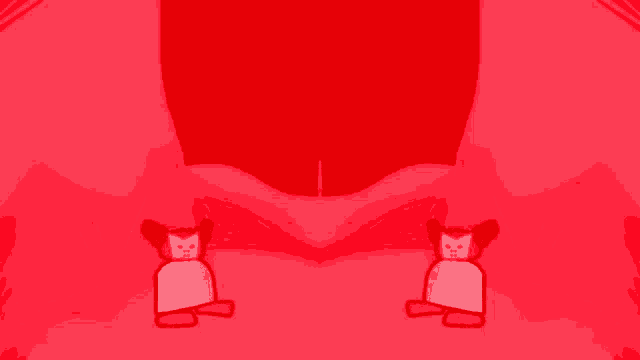 a red background with a cartoon character in the middle of it