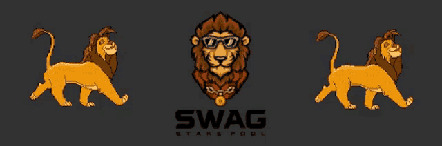 a swag stake pool logo with three lions