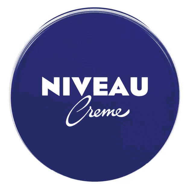 a blue container of nivea creme against a white background