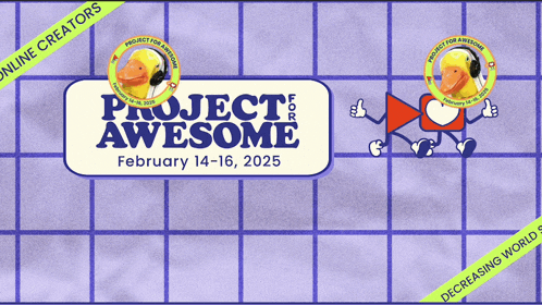 a poster for project awesome shows a duck with headphones