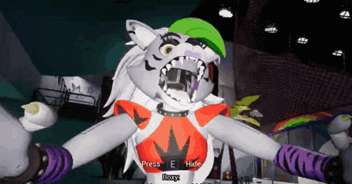 a video game character named roxy with a green hat on