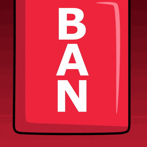 a red item with the word ban written on it
